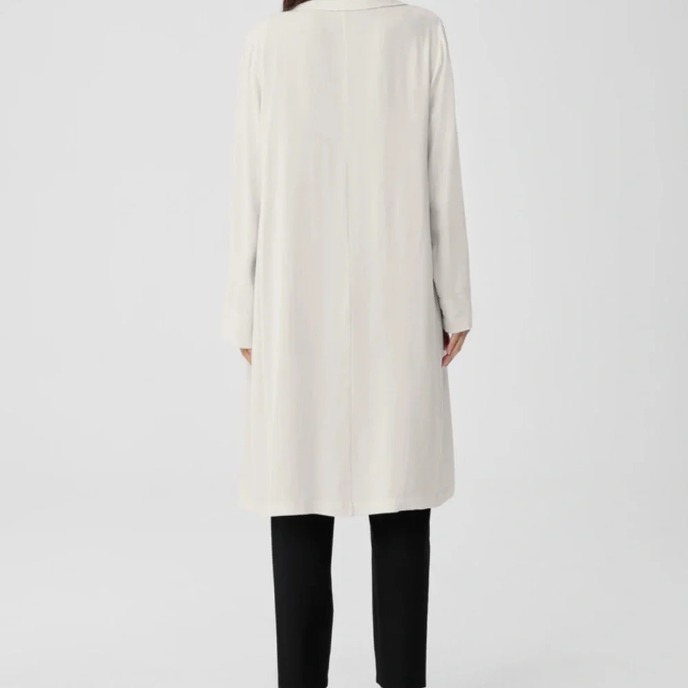 Eileen Fisher Bone Silk Georgette Crepe Trench Coat BNWTS $398.00 NEW BNWTS - Picture 3 of 15